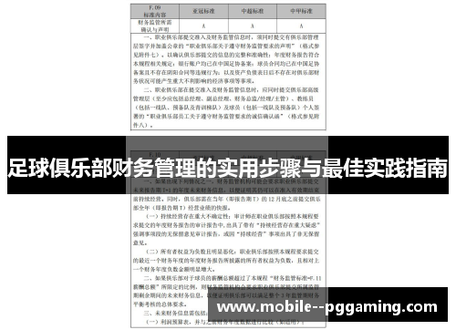 足球俱乐部财务管理的实用步骤与最佳实践指南
